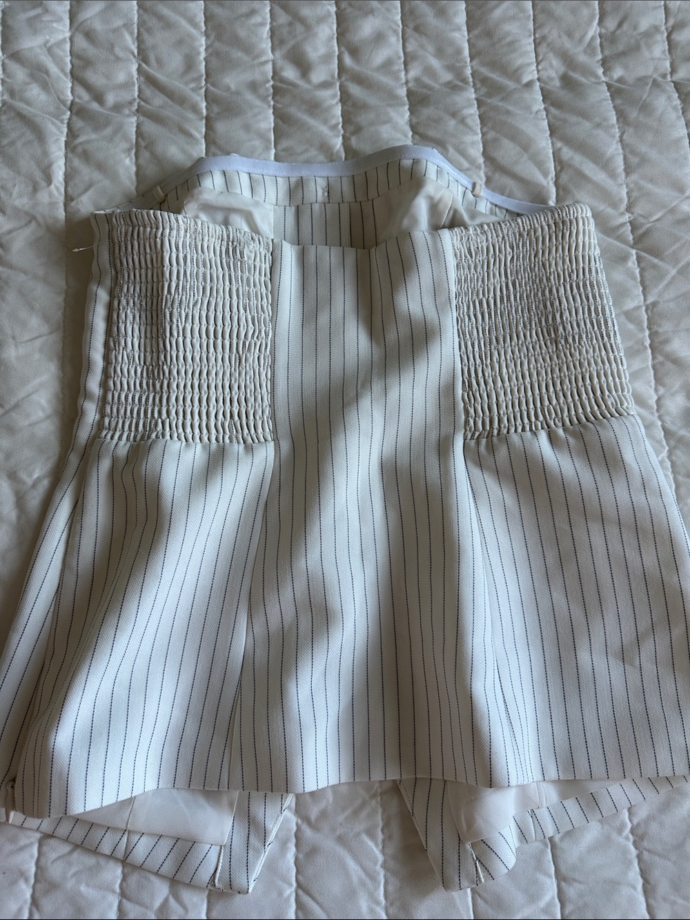 Abercrombie & Fitch White Pinstripe Strapless Button Top - Picture 3 of 3